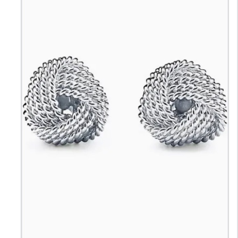 Authentic Tiffany & Co.® Somerset Love Knot Twist Rope Earrings in Silver.